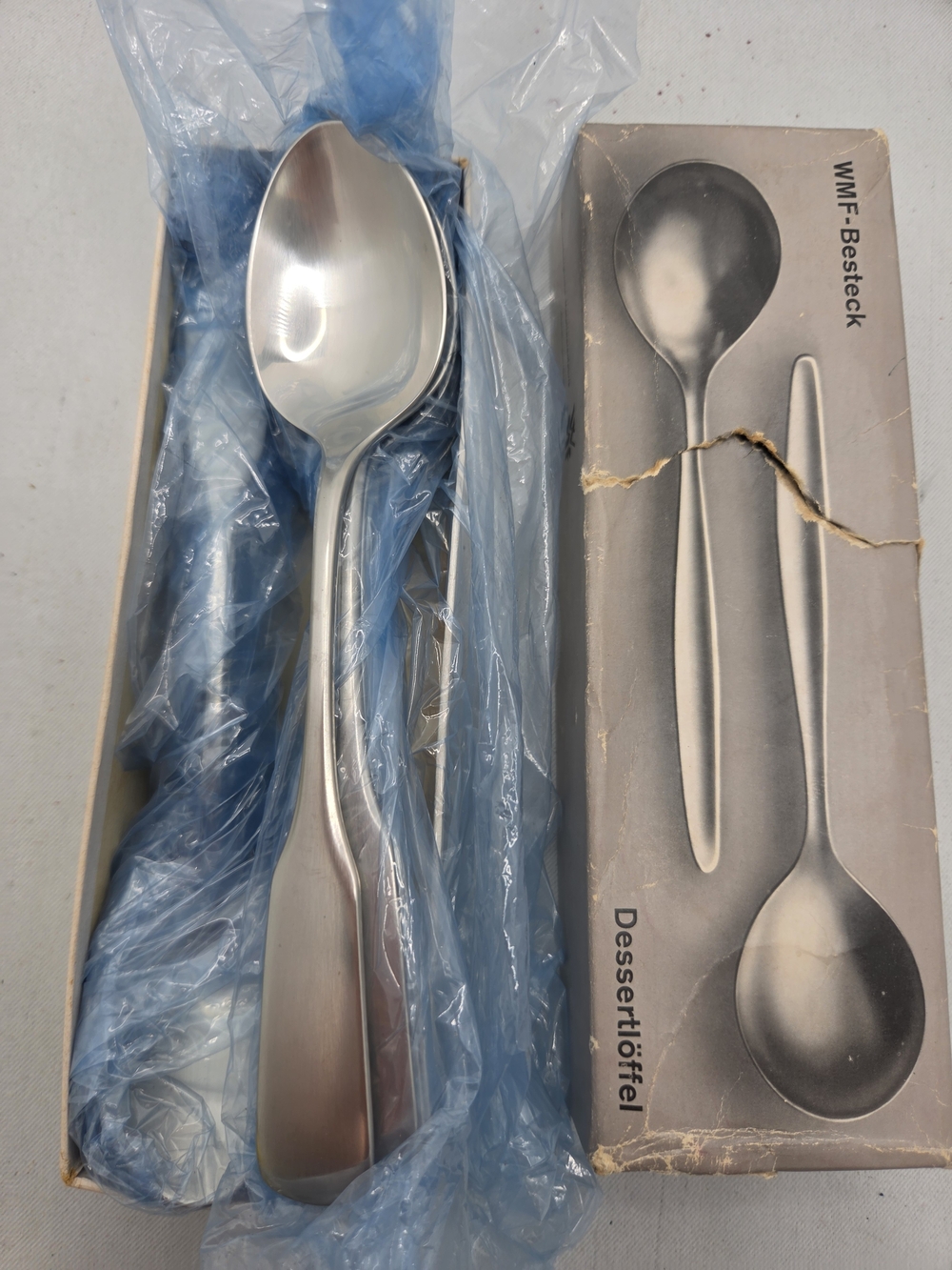 Vintage WMF Cromargan Boston Dessert Spoons Set of 12 Germany Flatware Boxed